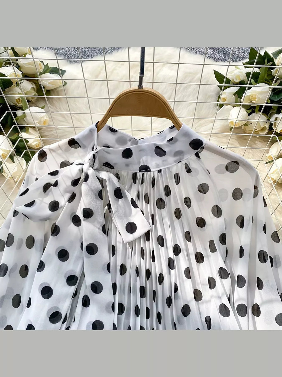 Polka Dot Long Sleeve Blouse