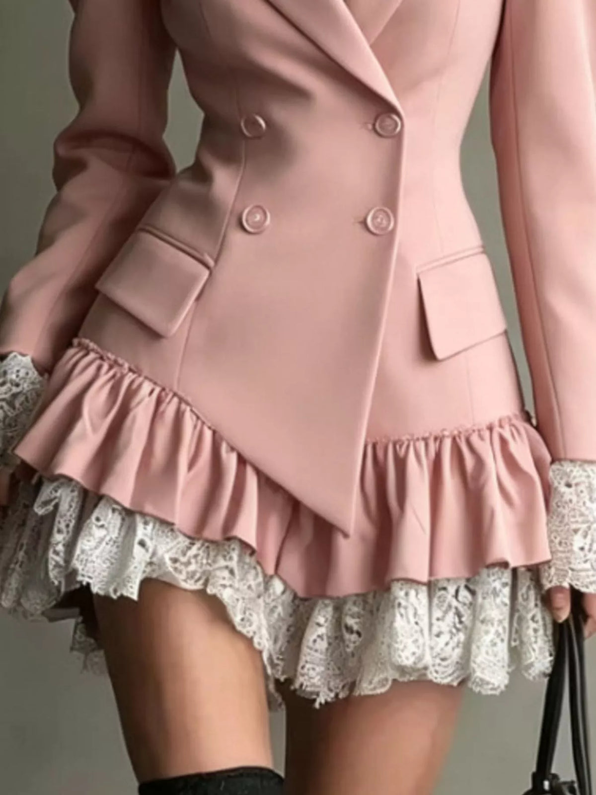 Lace Trim Blazer Dress