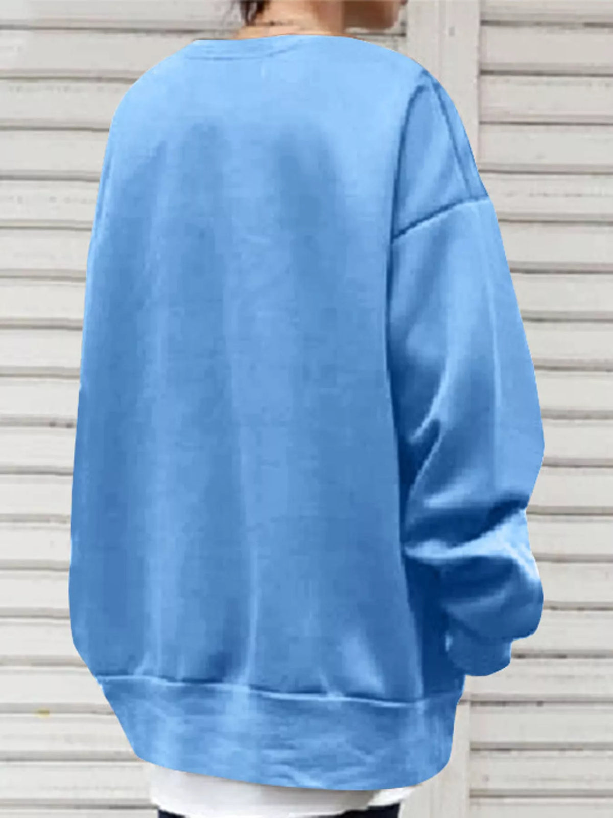 Full Size Solid Color Crew Neck Sweatshirt Plus Size