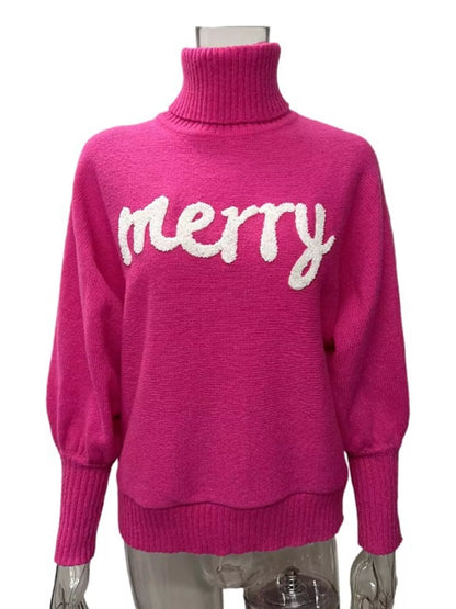 Christmas Letter Turtleneck Sweater