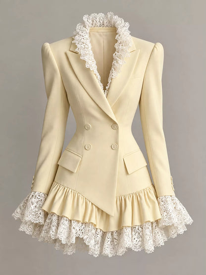 Lace Trim Blazer Dress