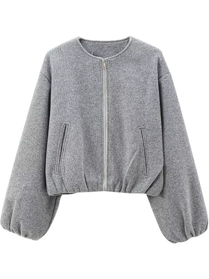 Fleece Zip-Up Cropped Jacket
