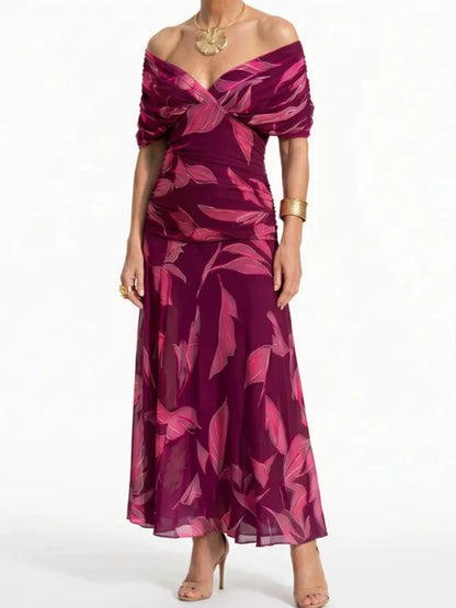 Full Size Off-Shoulder Ruched Maxi Dress Plus Size