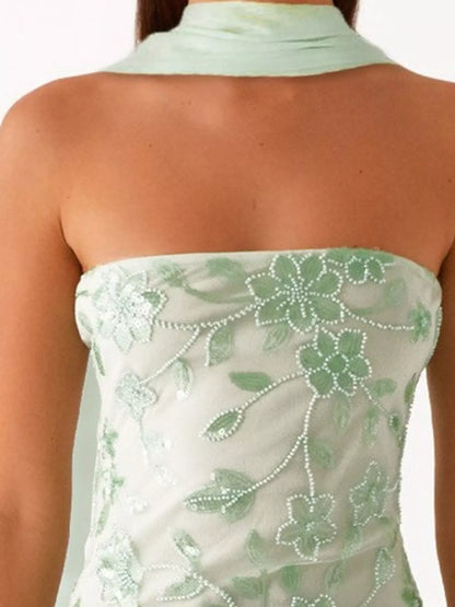Floral Textured Strapless Mini Dress