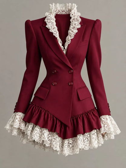 Lace Trim Blazer Dress