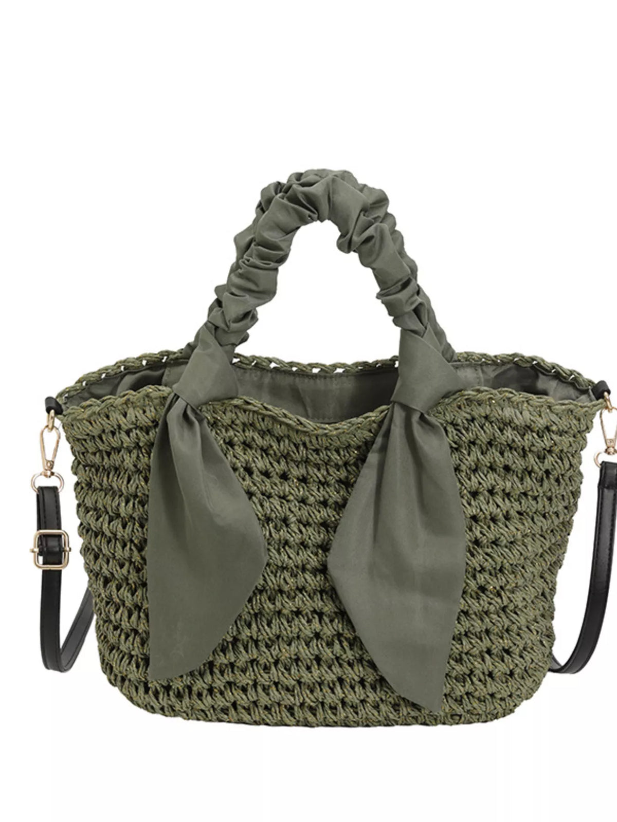 Woven Ruched Handle Crossbody Bag