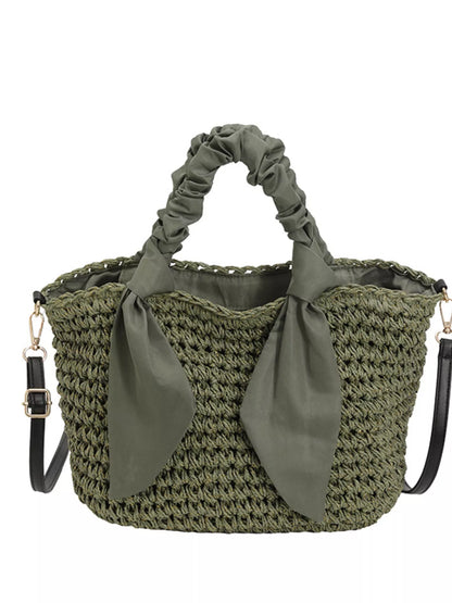 Woven Ruched Handle Crossbody Bag