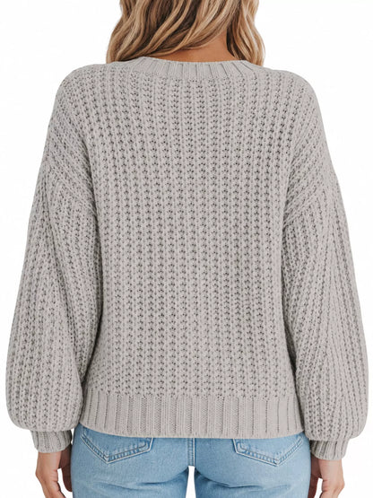 Full Size Chunky Knit Button-Down Cardigan Plus Size