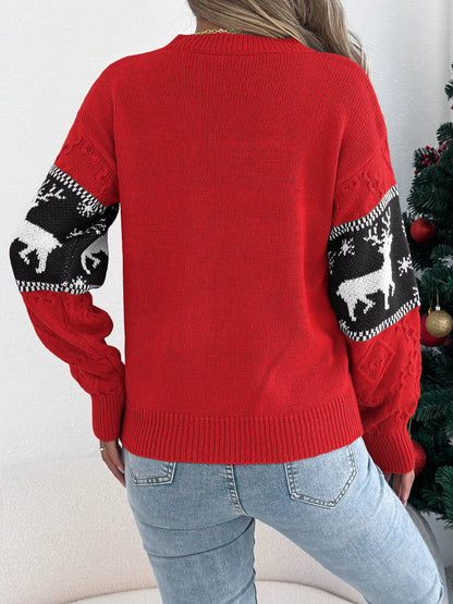 Reindeer Pattern Christmas Sweater