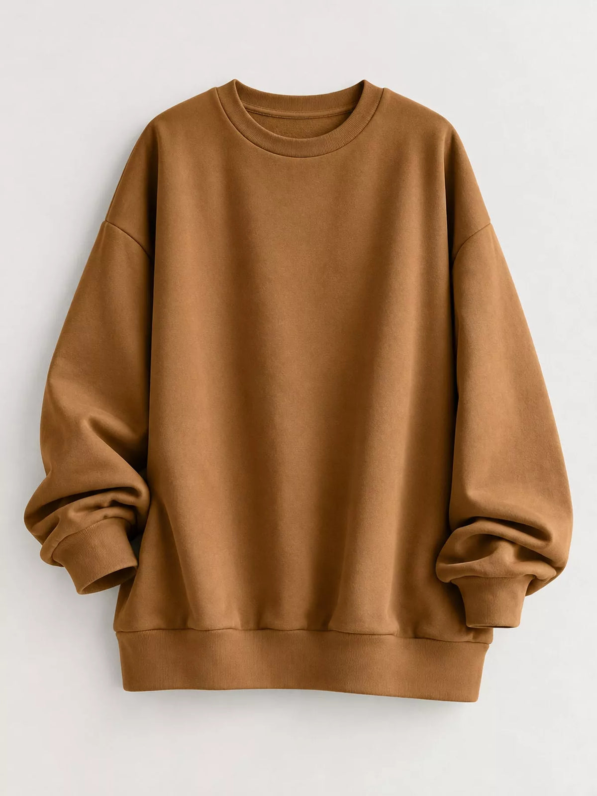 Full Size Solid Color Crew Neck Sweatshirt Plus Size