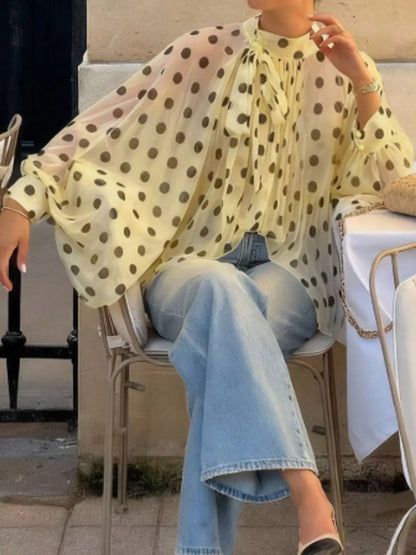 Polka Dot Long Sleeve Blouse