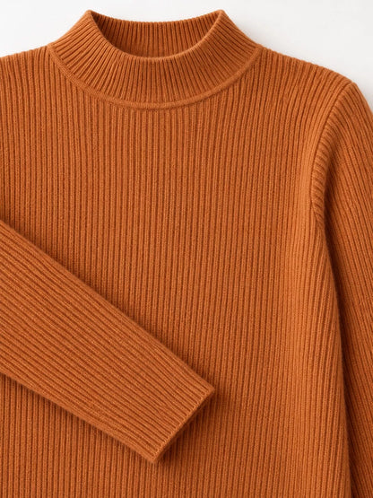 Elegant Slim-Fit Ribbed Mock Neck Knit Top