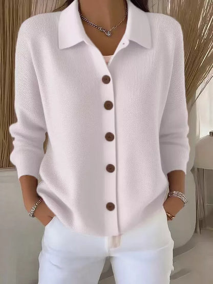 Full Size Collared Button-Down Knit Cardigan Plus Size