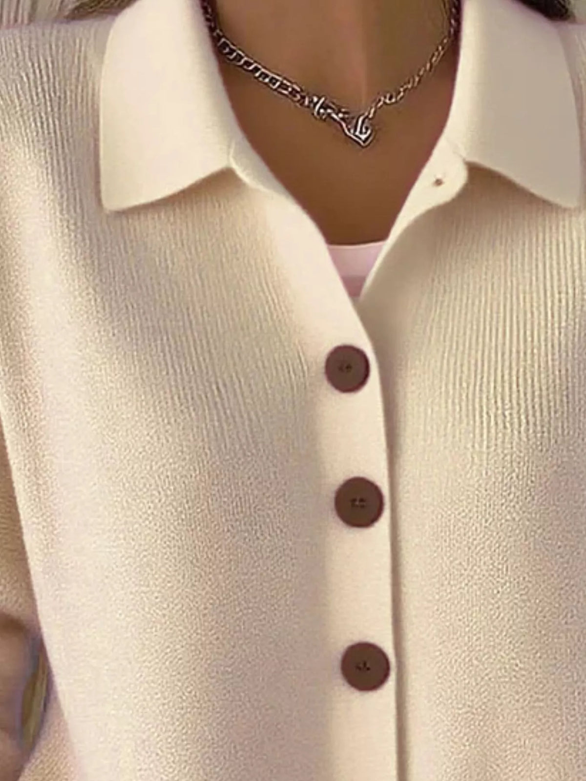 Full Size Collared Button-Down Knit Cardigan Plus Size