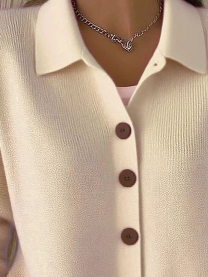 Full Size Collared Button-Down Knit Cardigan Plus Size