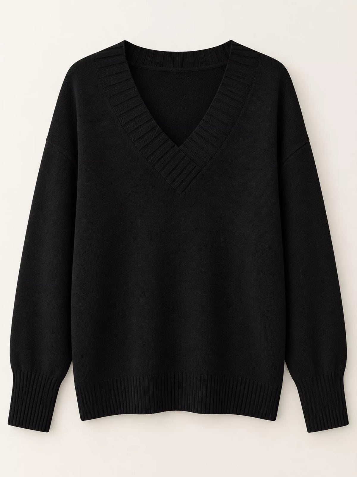 Full Size V-Neck Dropped Shoulder Sweater Plus Size