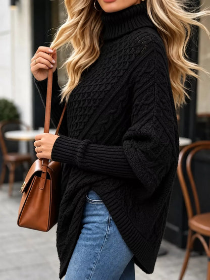Turtleneck Cable-Knit Sweater