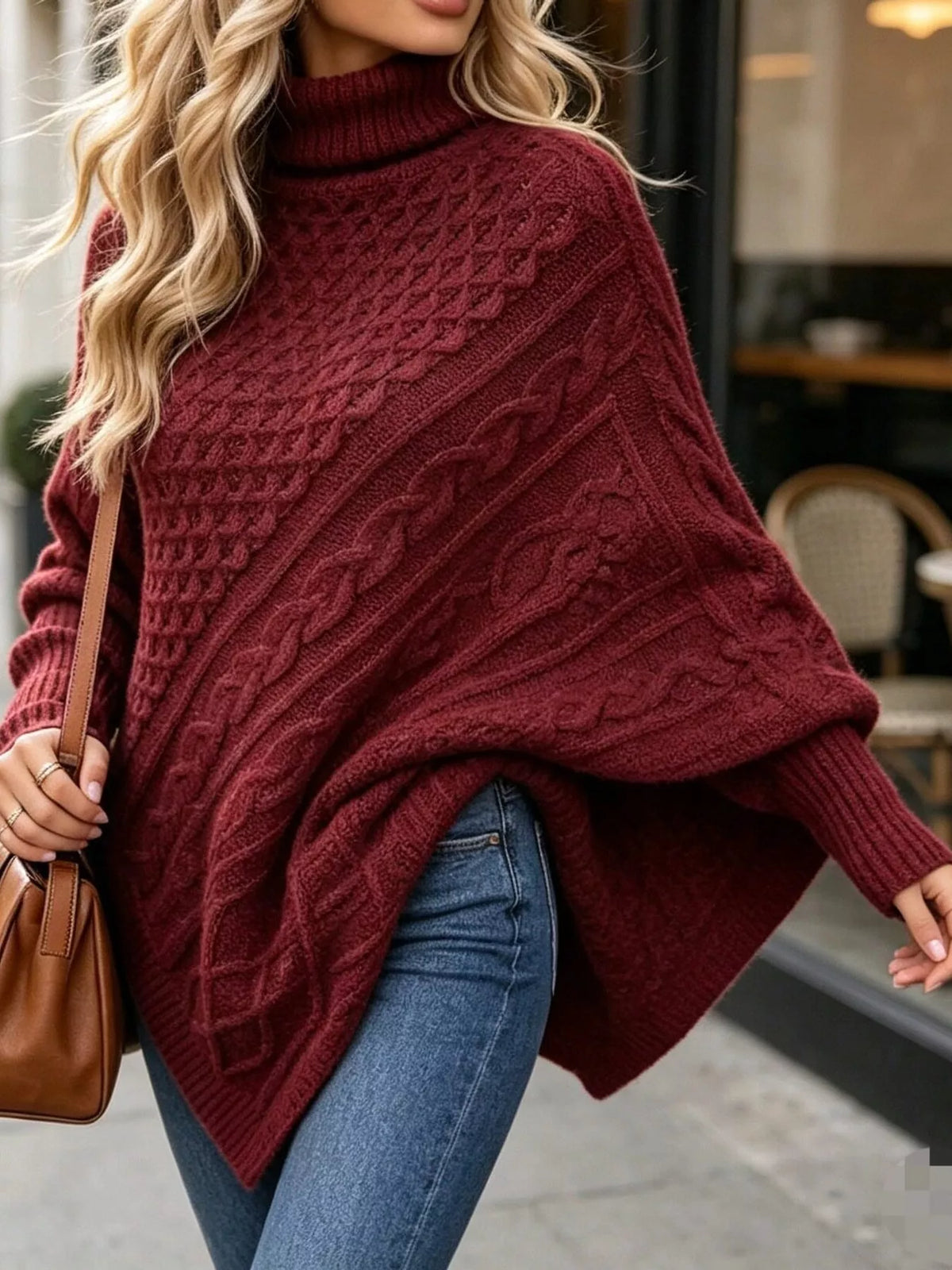 Turtleneck Cable-Knit Sweater