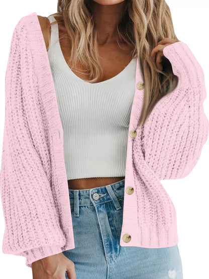 Full Size Chunky Knit Button-Down Cardigan Plus Size