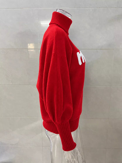 Christmas Letter Turtleneck Sweater