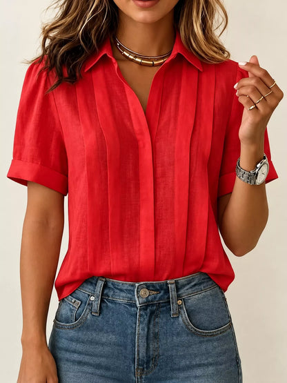 Full Size Button Up Short Sleeve Shirt Plus Size