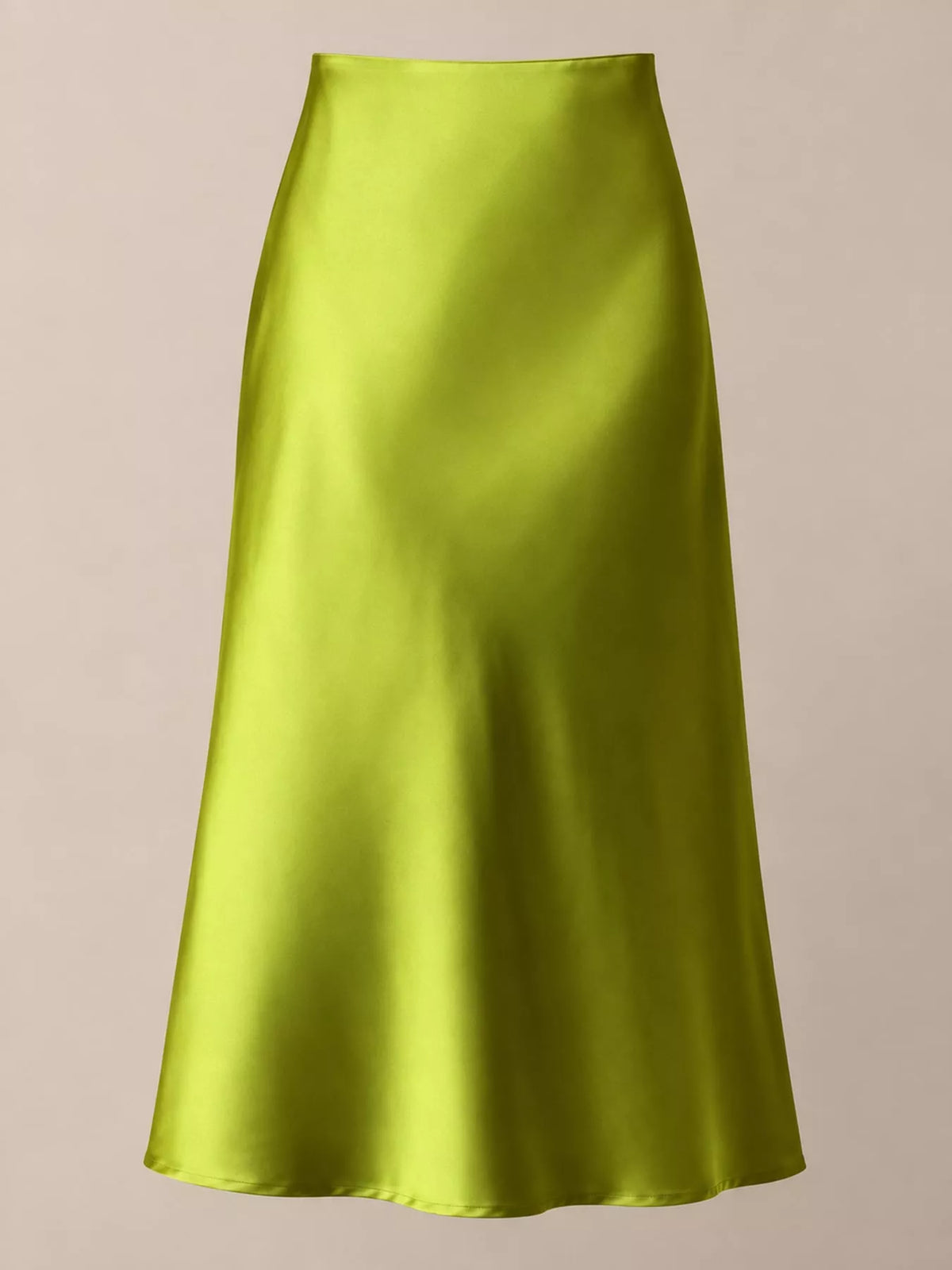 High-Waisted Satin Midi Skirt