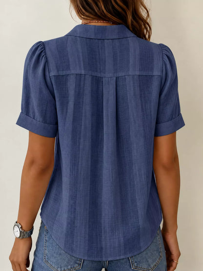 Full Size Button Up Short Sleeve Shirt Plus Size