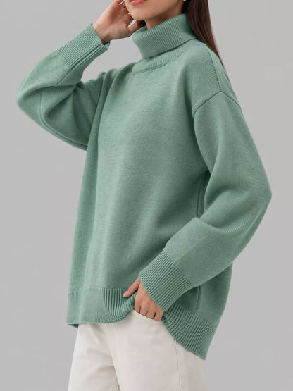 Turtleneck Dropped Shoulder Sweater
