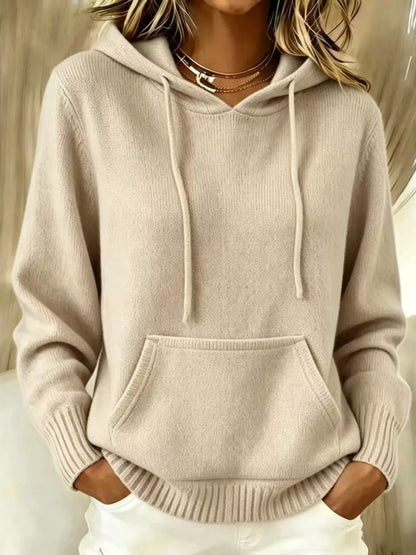 Full Size Drawstring Kangaroo Pocket Hooded Sweater Plus Size