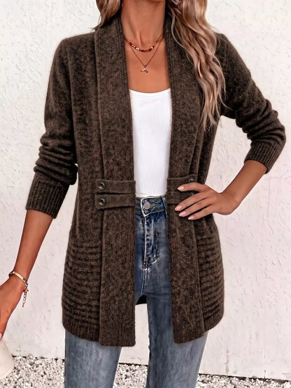 Full Size Open Front Long Sleeve Cardigan Plus Size