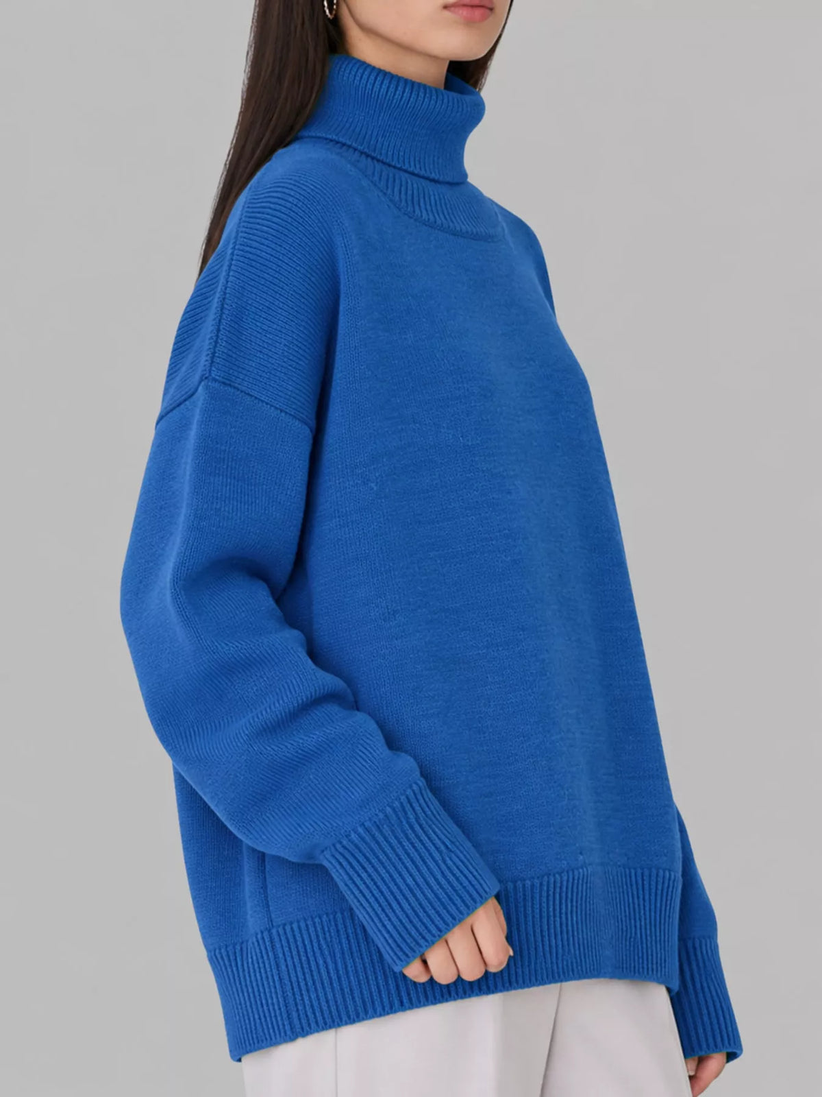 Turtleneck Dropped Shoulder Sweater