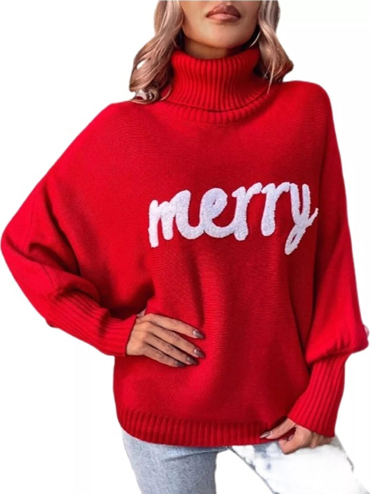 Christmas Letter Turtleneck Sweater