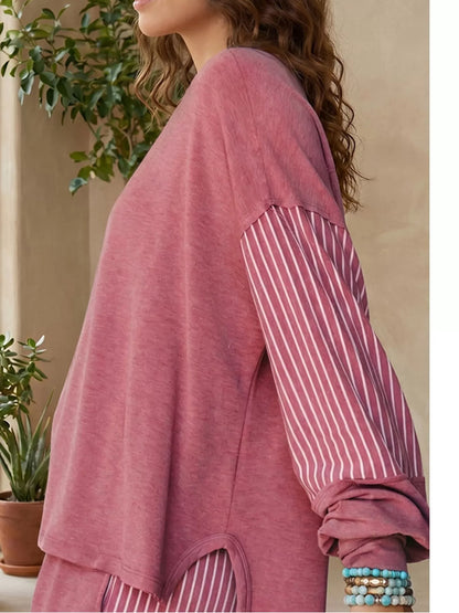 Striped Boat Neck Top and Wide-Leg Pants Set