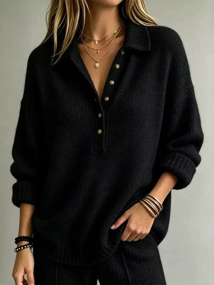 Full Size Button Detail Dropped Shoulder Sweater Plus Size