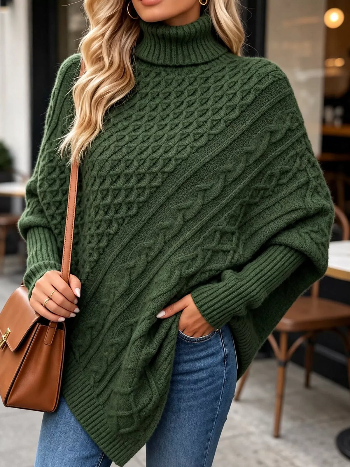 Turtleneck Cable-Knit Sweater