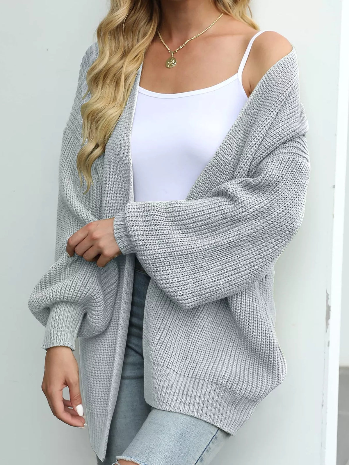 Open-Front Chunky Knit Cardigan
