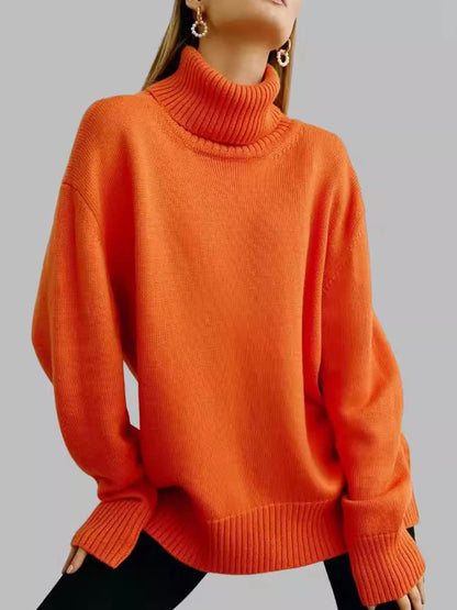 Turtleneck Dropped Shoulder Sweater