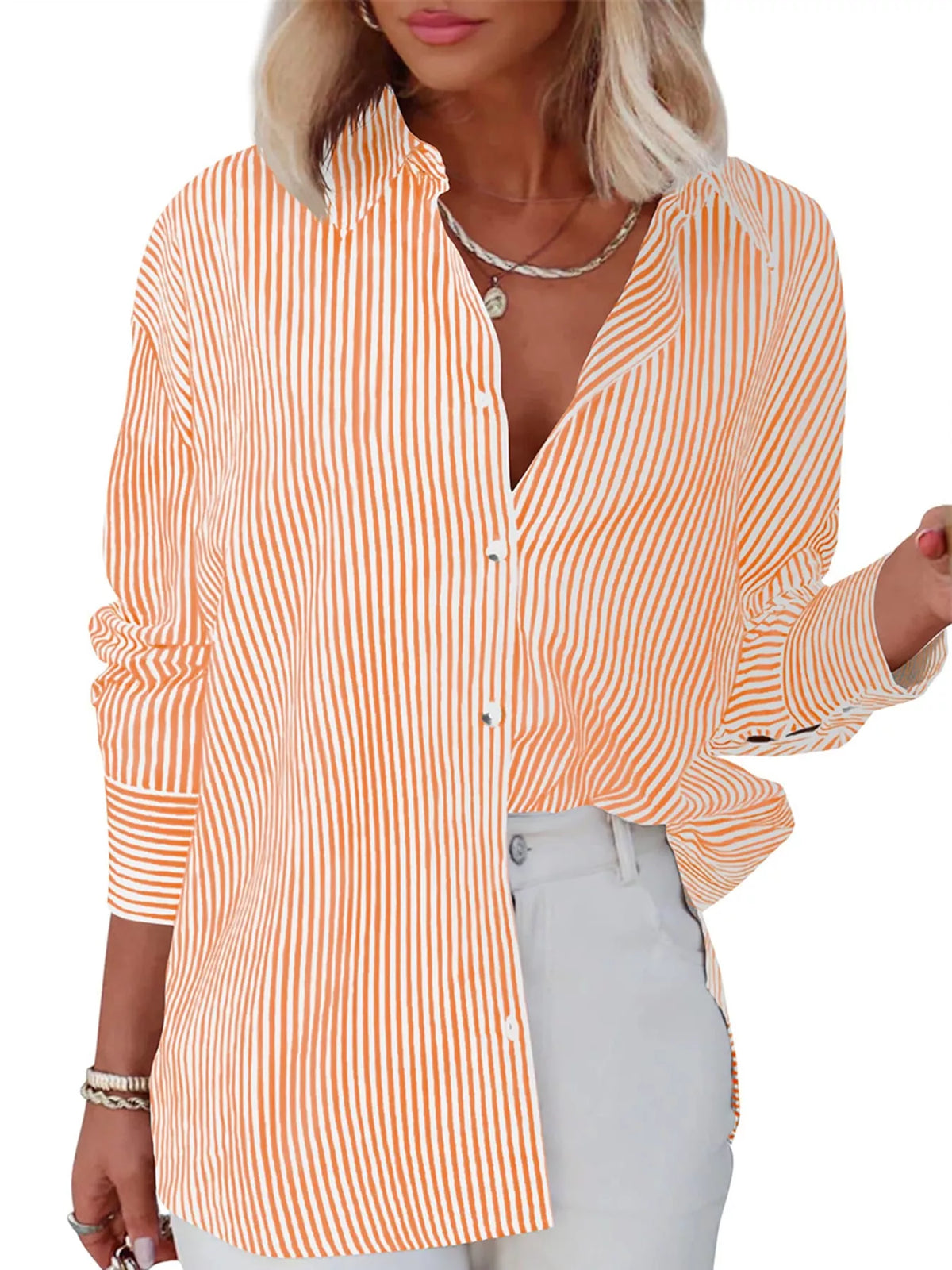 Casual Striped Button-Down Shirt