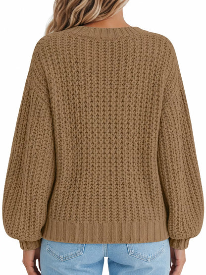 Full Size Chunky Knit Button-Down Cardigan Plus Size