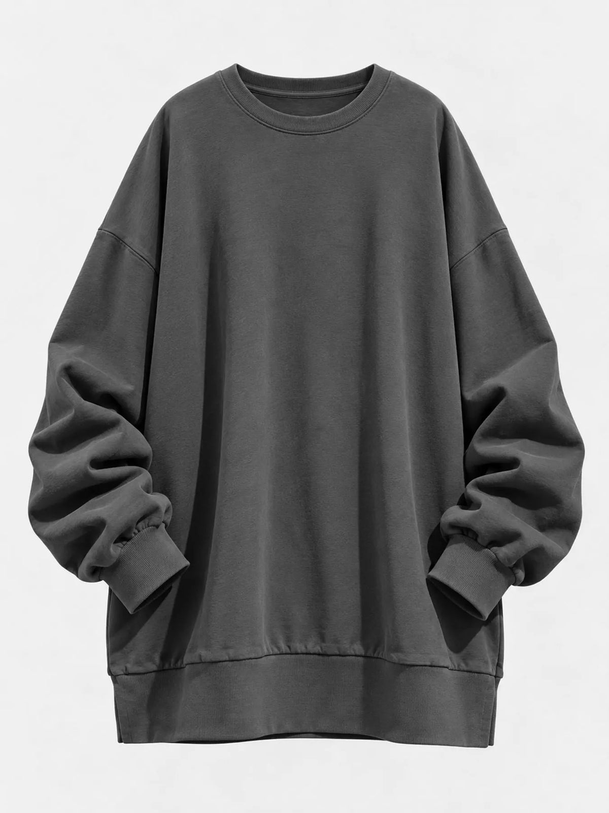 Full Size Solid Color Crew Neck Sweatshirt Plus Size