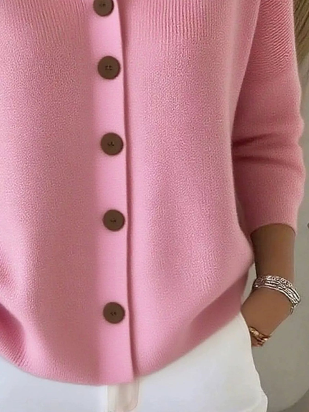 Full Size Collared Button-Down Knit Cardigan Plus Size