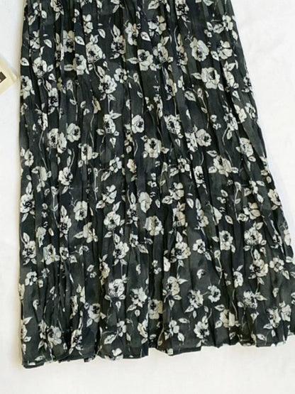 Floral Print Elastic Waist Midi Skirt