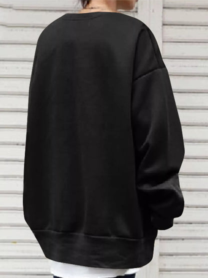 Full Size Solid Color Crew Neck Sweatshirt Plus Size