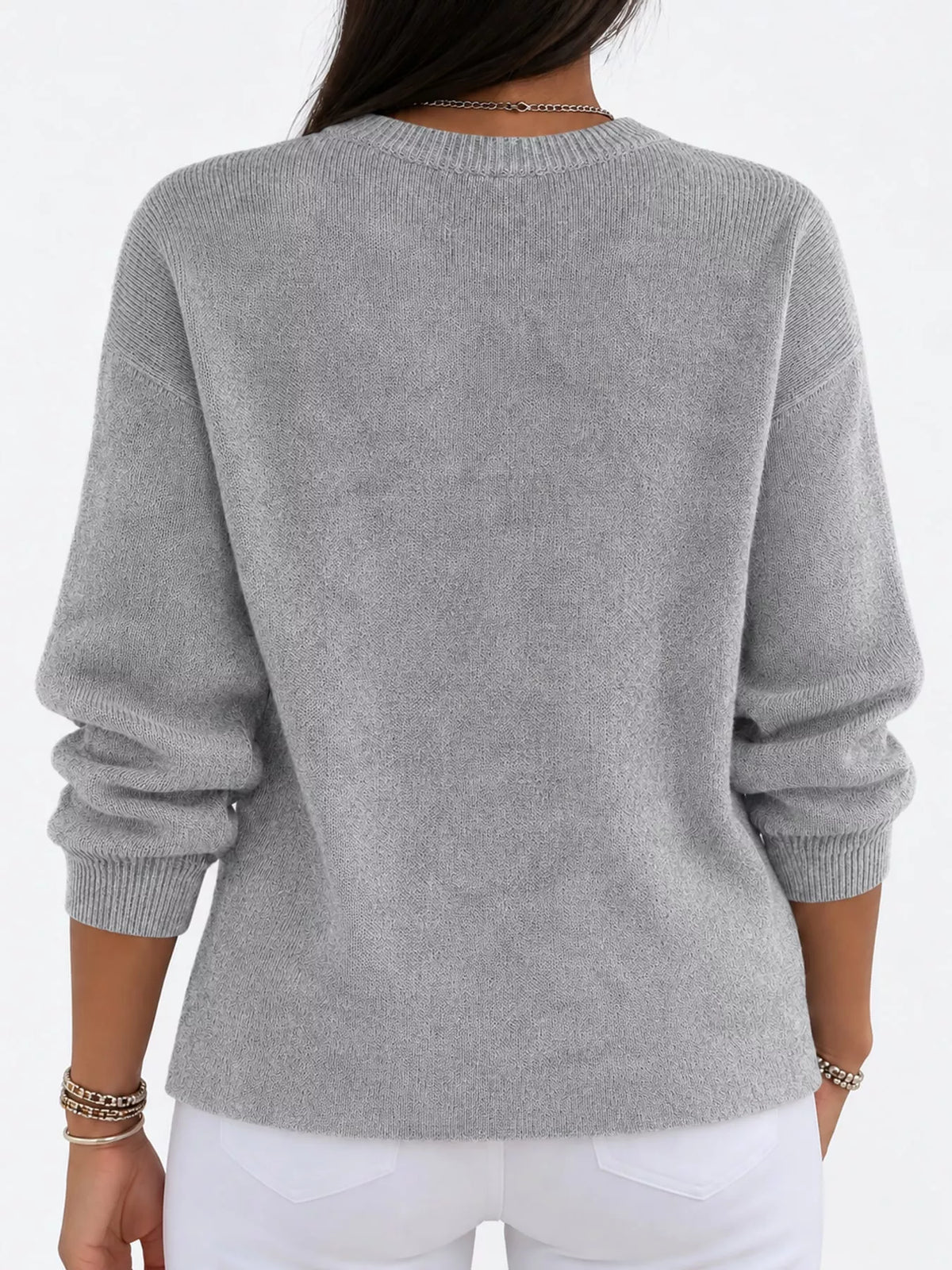 Full Size Classic Crew Neck Sweater Plus Size