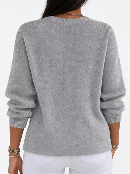 Full Size Classic Crew Neck Sweater Plus Size