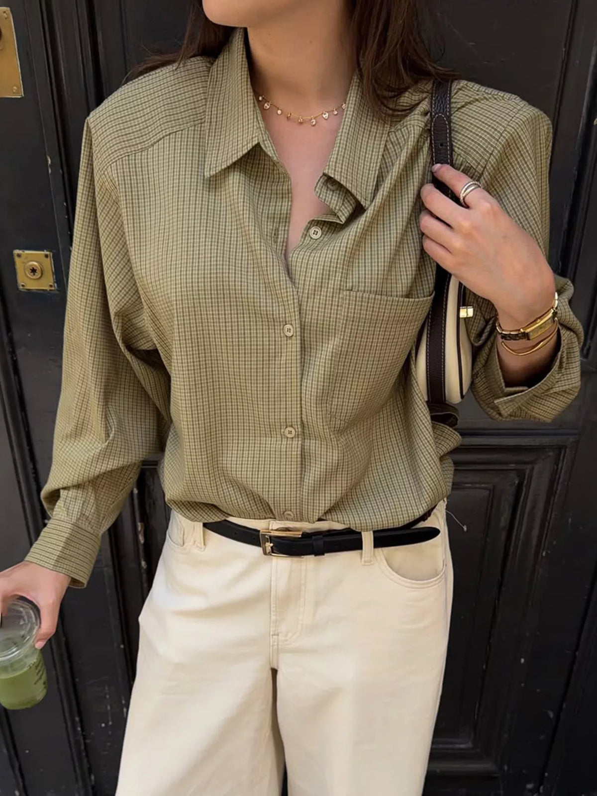 Plaid Button-Down Long Sleeve Shirt