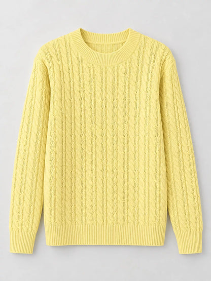 Full Size Cable Knit Round Neck Sweater Plus Size