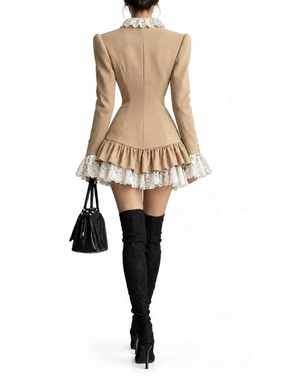 Lace Trim Blazer Dress