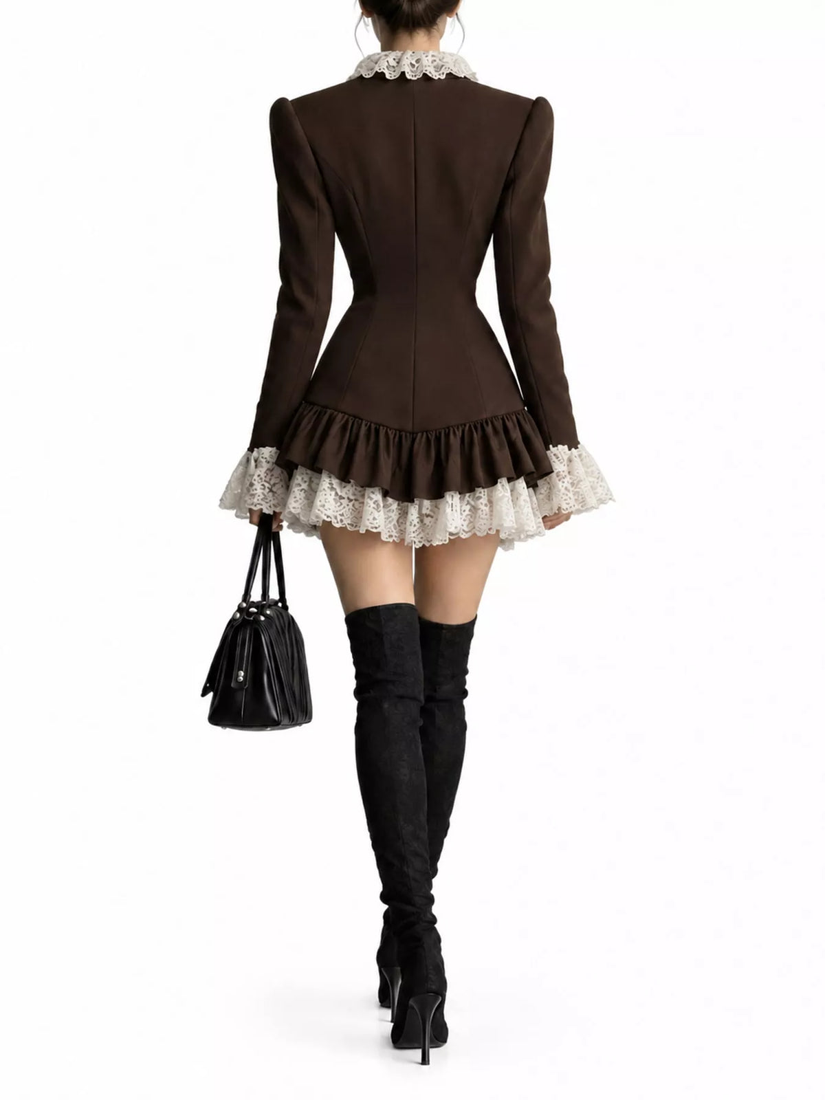 Lace Trim Blazer Dress