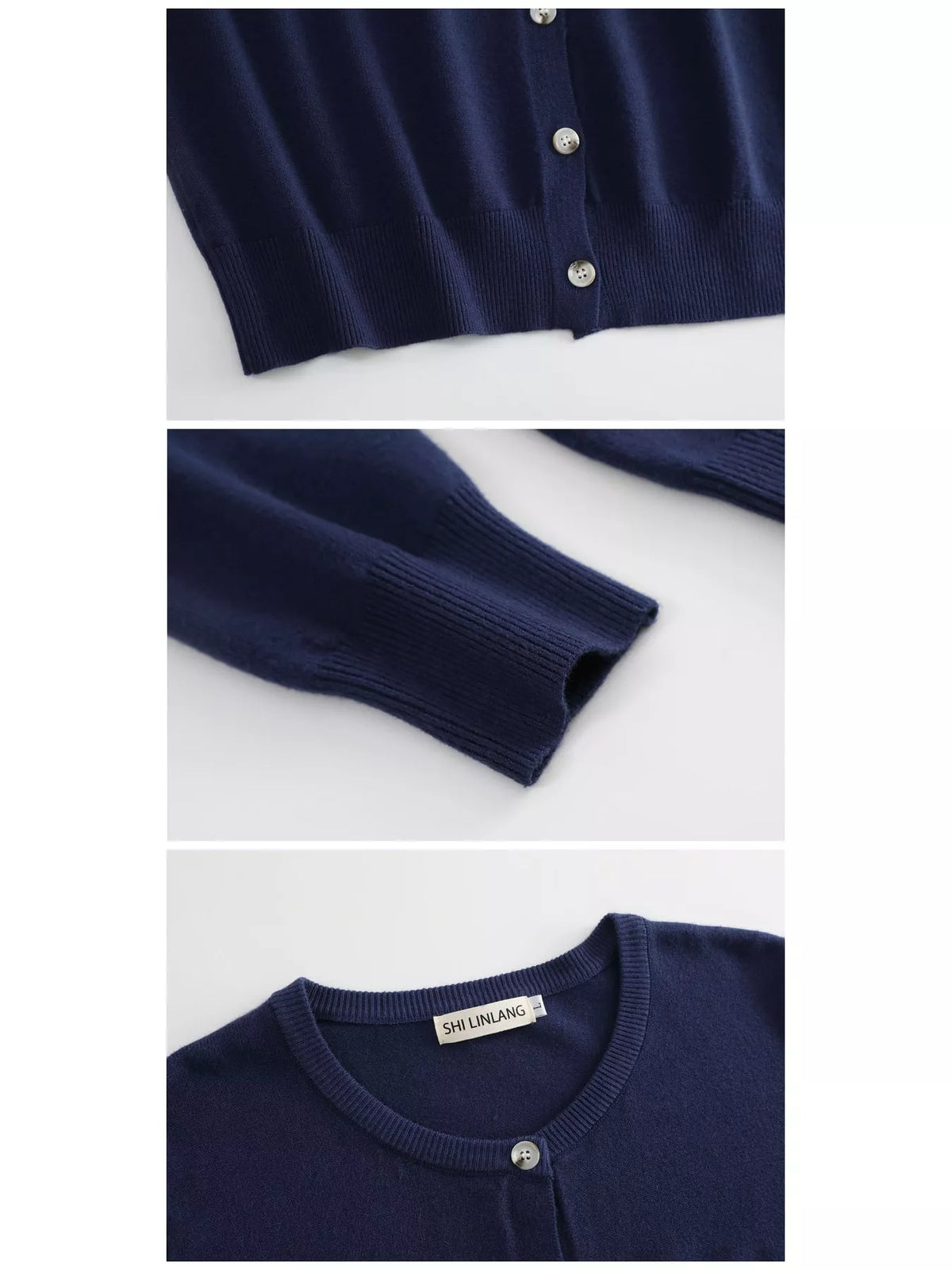 Plus Size Crew Neck Button-Down Knit Cardigan